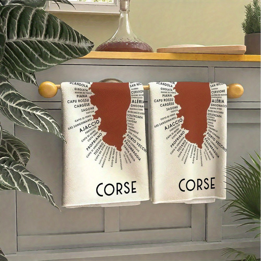 TEMU Ensemble de torchons de cuisine avec carte de Corse, torchons à thé vintage avec impression de carte des îles et de , torchons de cuisine ,
