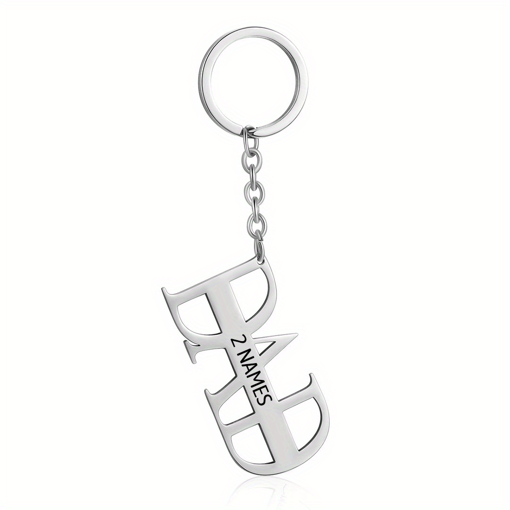 TEMU 1pc [custom Keychain] Creative Dad Stainless Steel Custom Men's Keychain, Custom 1-4 Name Keychains, Personalized Custom Text Keychain, Suitable