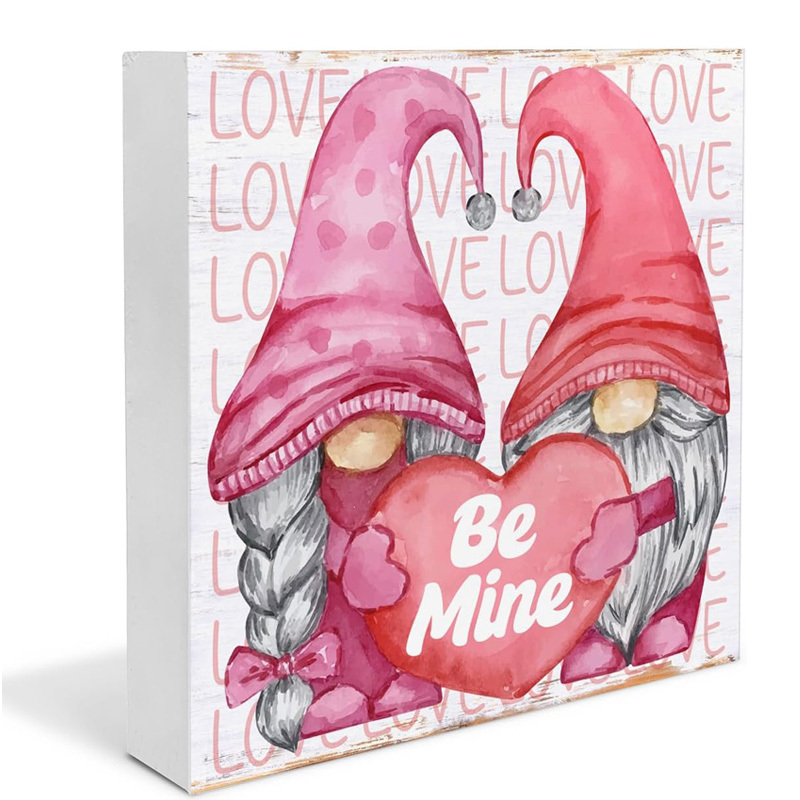 

Valentine's Day Decor Sign - 'be ' , Heart-holding Gnomes, Romantic Foam Pvc For Kitchen Or Desk, 3.94 X 3.94 Inches, Desk Or Shelf Display| Decor Piece|vibrant Colors