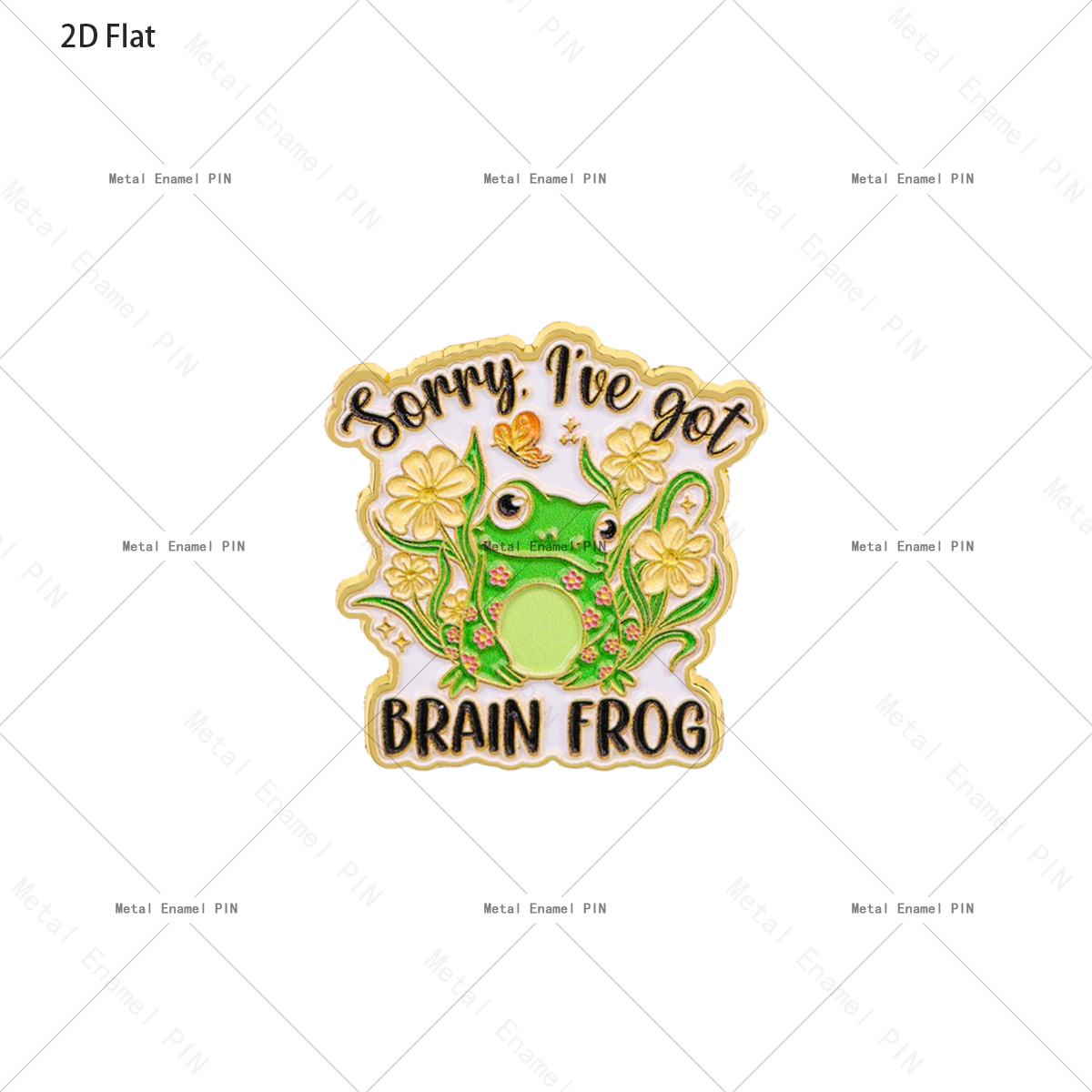 TEMU 2d Flat "sorry, Got Brain Frog" Quote Lapel Pin Enamel Pins And Brooches Badge Pins For Backpacks Bags Backpack Cool Decoration Friend For Gifts