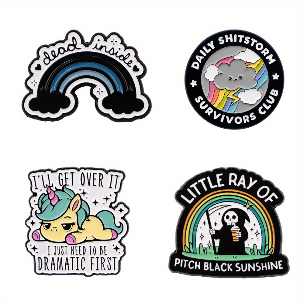 TEMU 4pcs/set Cute Lapel Enamel Pins And Brooches Badge Pins For Backpacks Bags Backpack Decoration Gifts Cap Accessories