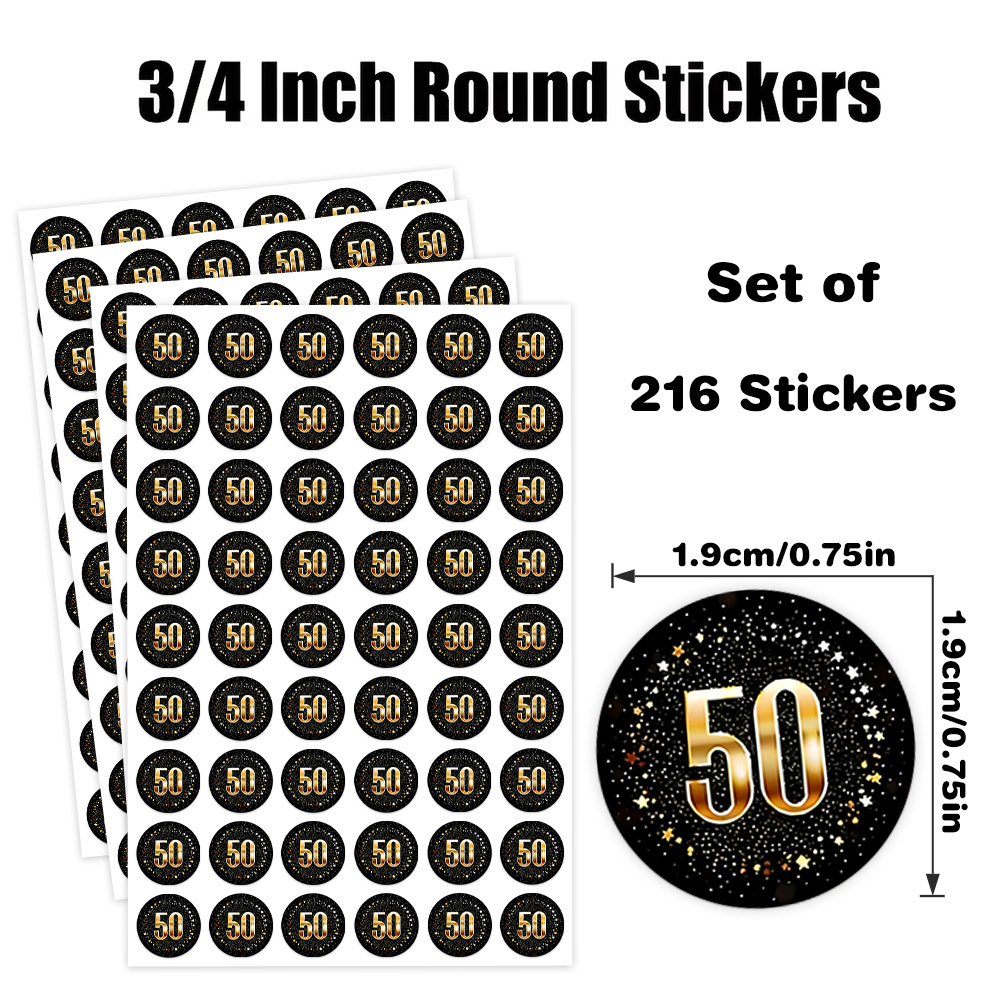 TEMU 216 adesivi rotondi a tema per il 50簞 compleanno, con design a stella, per biglietti di , confezioni regalo, bomboniere, etichette regalo e per