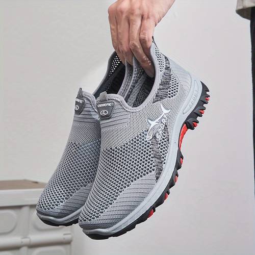 mens breathable mesh slip on sneakers lightweight support rubber sole low top athletic shoes for running casual wear spring casual athletic shoes sporty design breathable fabric sneakers
