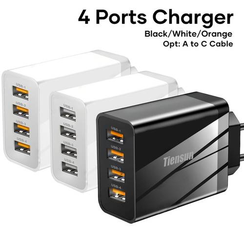 carregador usb de 4 portas, carregador rápido multiporta 4 portas usb-a