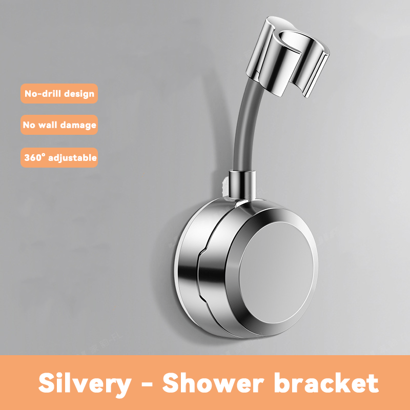 Image of [1pc] Musurjoy Adjustable Shower Suction Cup Holder, Bathroom Wall-mounted Handheld Shower Head Holder - Gray, Abs Plastic, No Drilling Required - , Summer Bathroom Shower Accessories