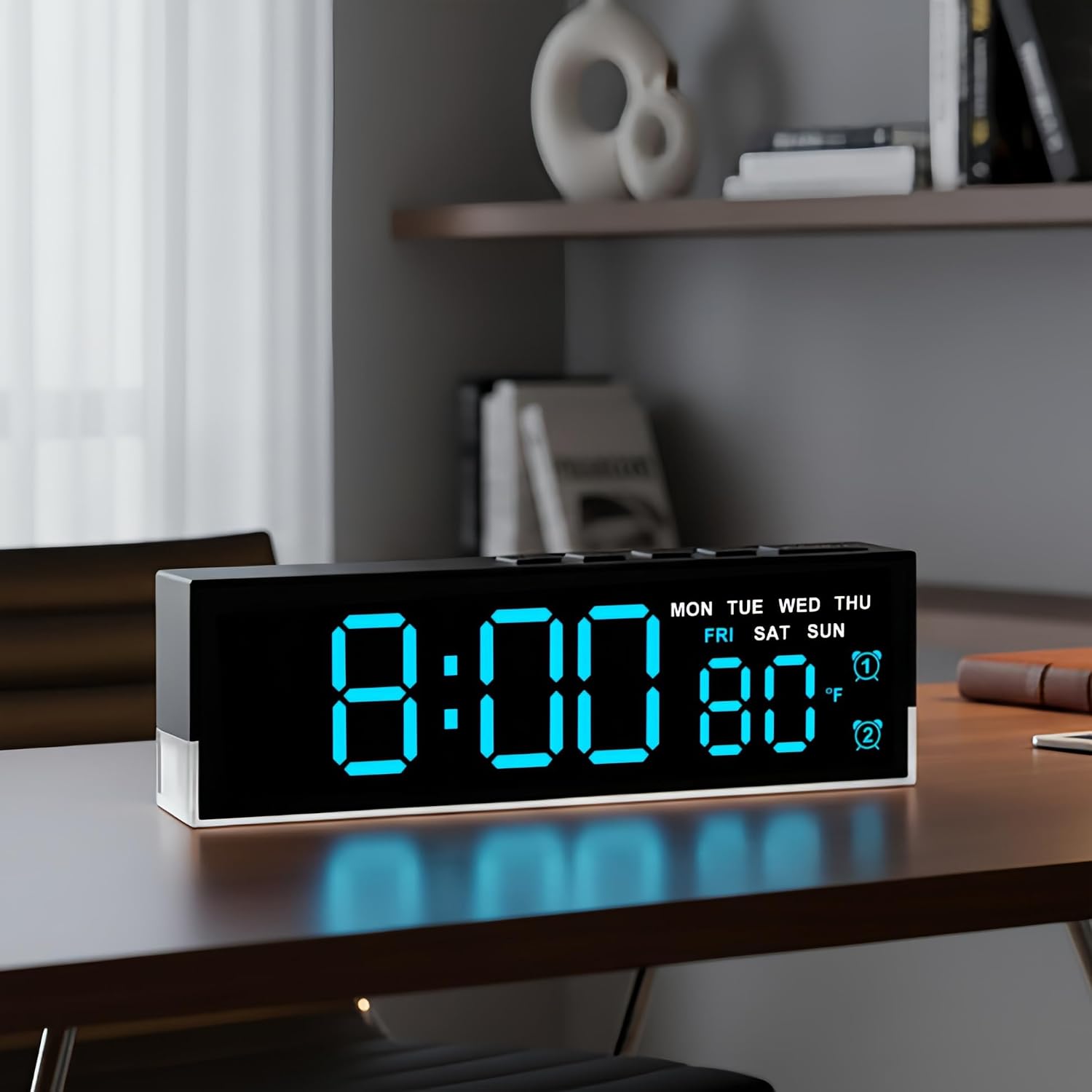 TEMU Simple Desktop Clock, Led Digital Alarm Clock, Displays Time, Date, Daylight Saving Time, Temperature And , With White Background Night Light,