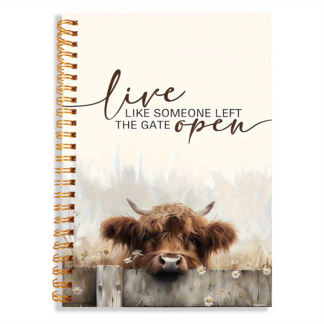 TEMU 1 stuk Highland Cow Spiraalnotitieboek - Leef Alsof Iemand de Poort Open Had Gelaten, Landelijke Boerderij Dagboek met Schattige Highland Cow &