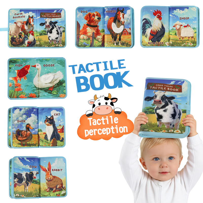 Book: Farm Animal Sensory Cloth Book With Realistic Textures Suitable For Infants, Learning For Sensory Development, Brain Growth /easter, Hd For Parent- Reading Bonding
