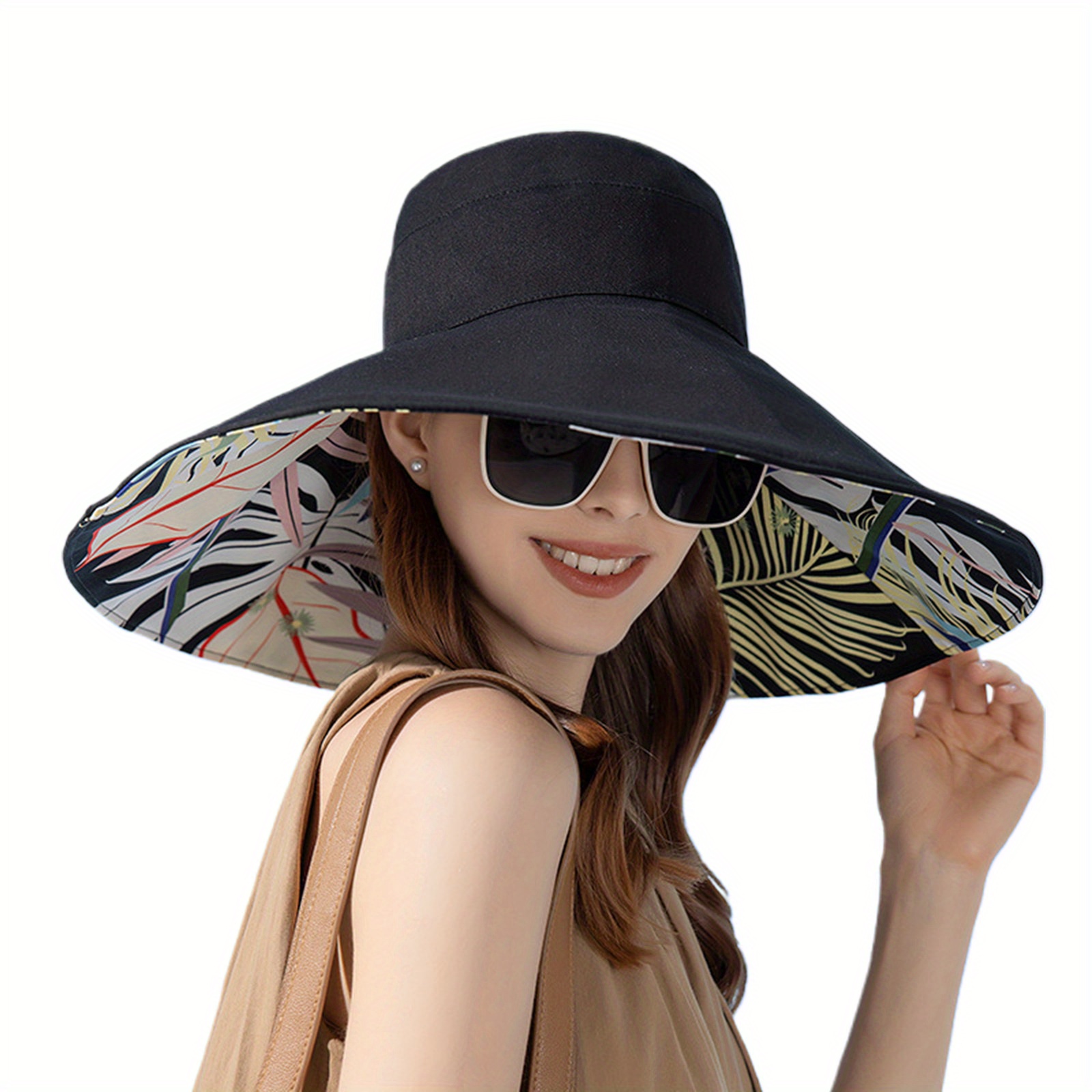 womens upf 50 sun hat reversible floral print wide brim - Temu display picture 1