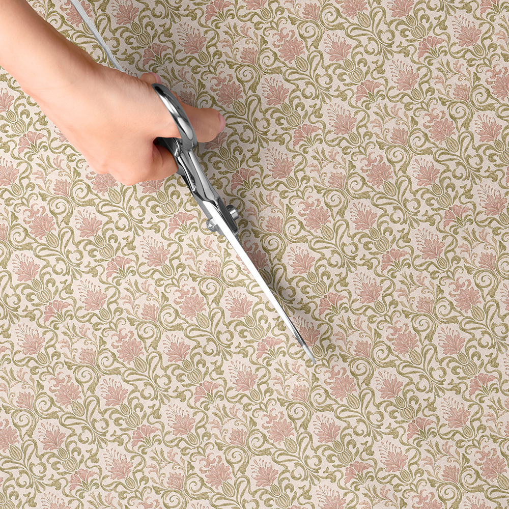 TEMU 1pc Vintage Floral Print Fabric - 59 X 19.68 Inches (150 X 50 Cm) Pre-cut Polyester Fabric - Suitable For Sewing, Scrapbooking, Tablecloths, And