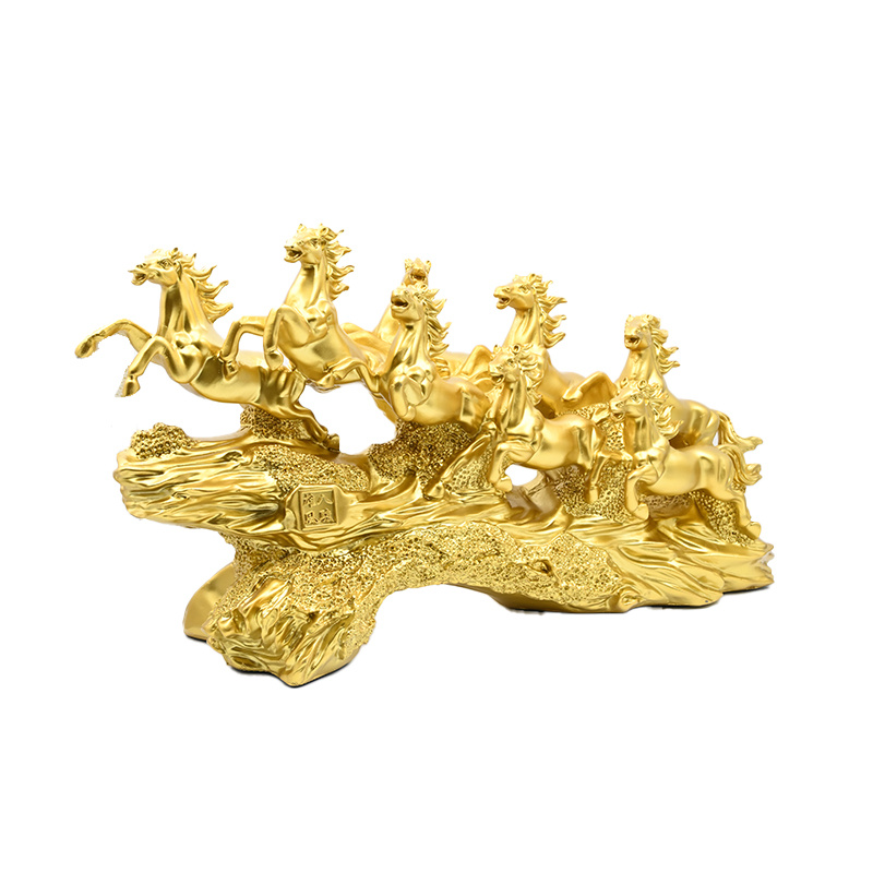 TEMU 1 Elegant -horse Resin Sculpture Ornament In Golden, Suitable For Living Rooms, Tv Stands, Offices, And As A Housewarming Gift