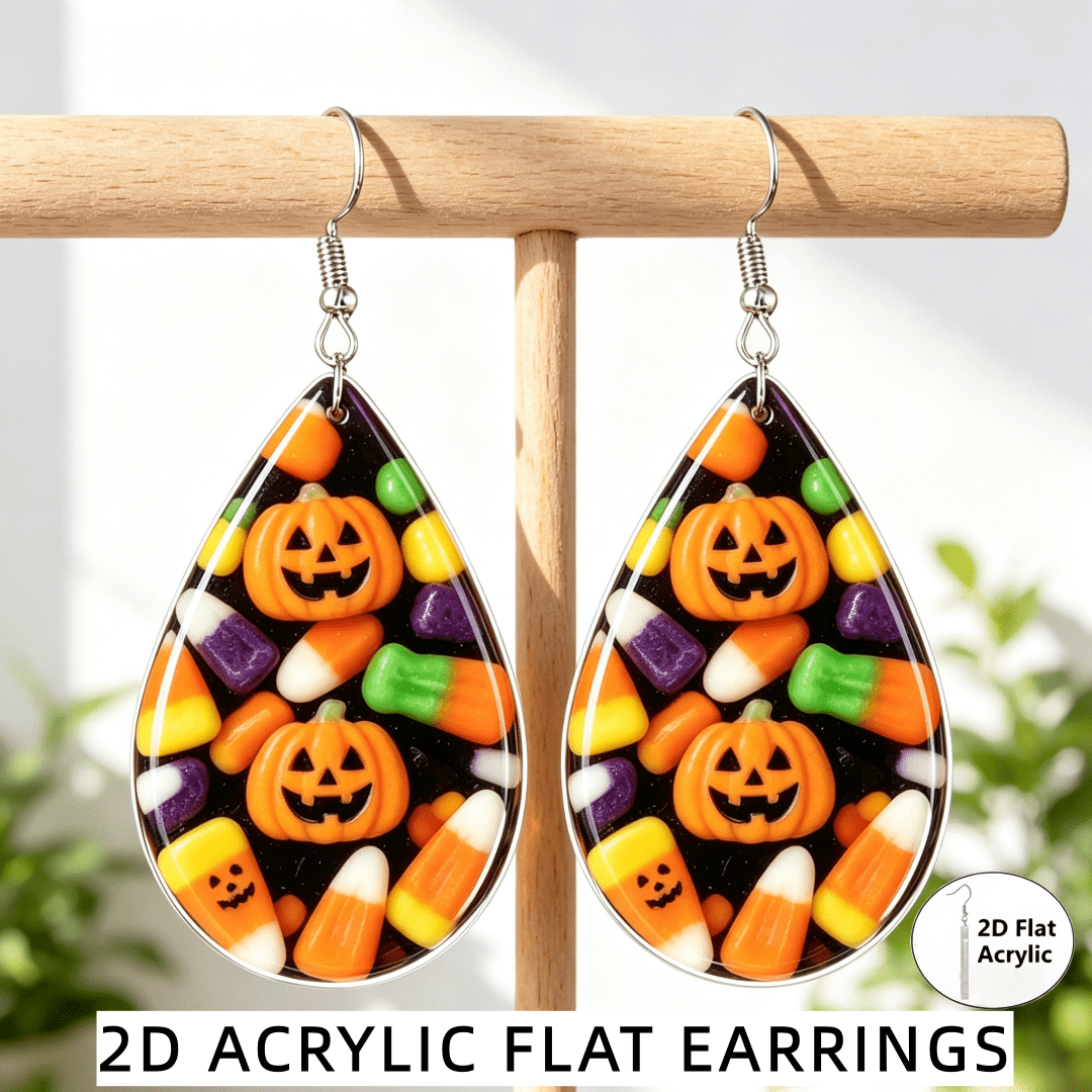 Teardrop Jack O Lantern Dangle Earrings for Halloween