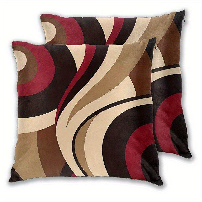 

2pcs Modern Geometric Swirl Throw Pillow Covers 18x18 - Abstract Design, Machine Washable With Zipper Closure, 100% Polyester, Living Room Decor, Inserts Not Included, Contemporary Style