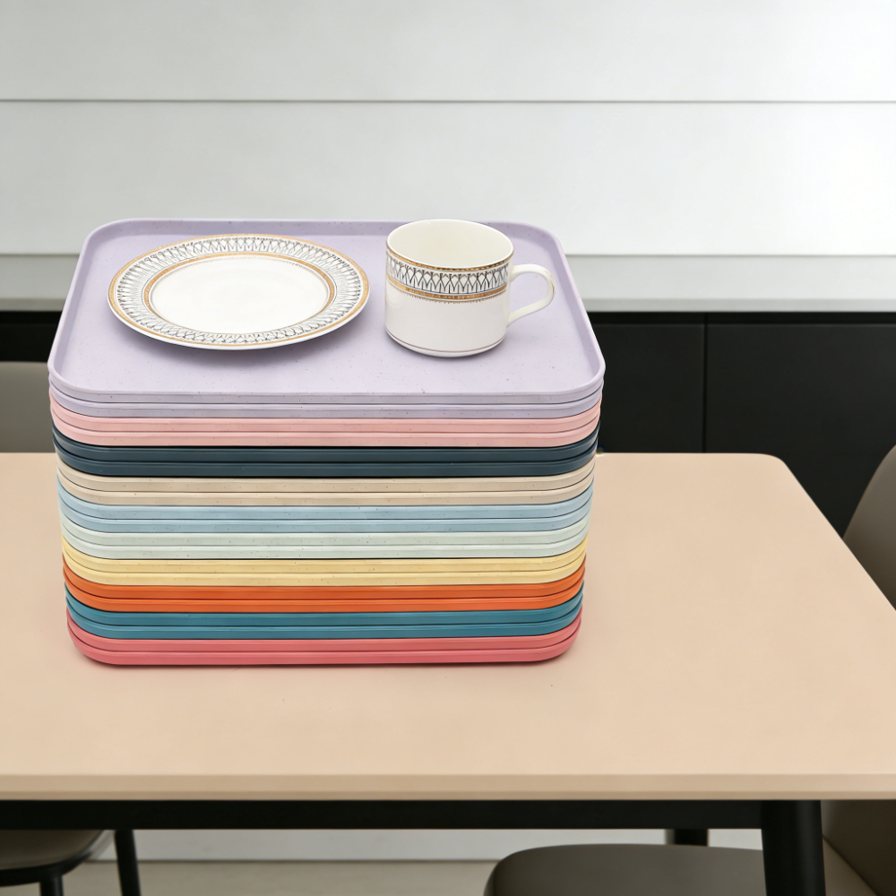 TEMU Stackable Decorative Color Tray 20 Plastic Trays, Colorful Trays, Rectangular Trays Measuring 31cm X 22cm, Reusable Anti-slip Trays Suitable For