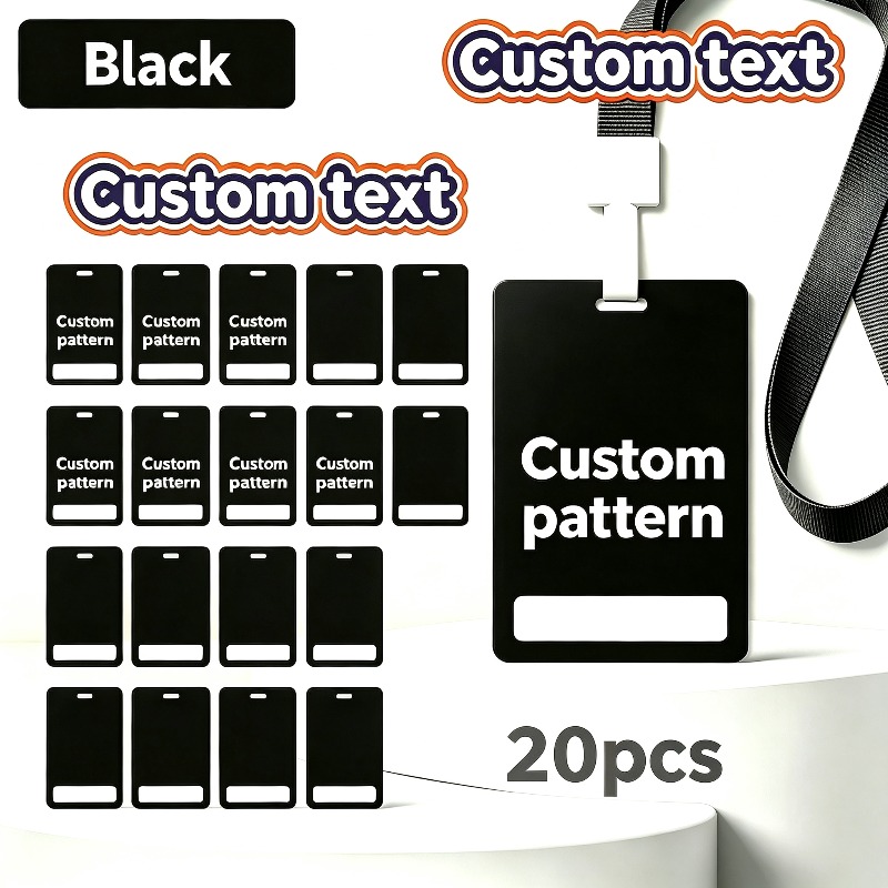 TEMU 2d 20pcs Customizable Pvc Activity Name Badges Name Cards Luggage Tags And Colored Polyester Lanyards, Custom Text Printed Vertical Id Cards