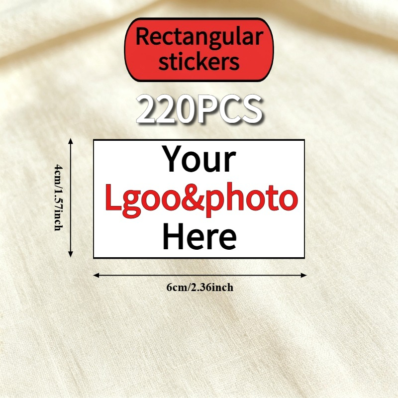 TEMU Custom Rectangular 55/60/100/110/220pcs Stickers - High-quality Stickers, Your Own Personalized Text, Images, Logos, Photos, Suitable For