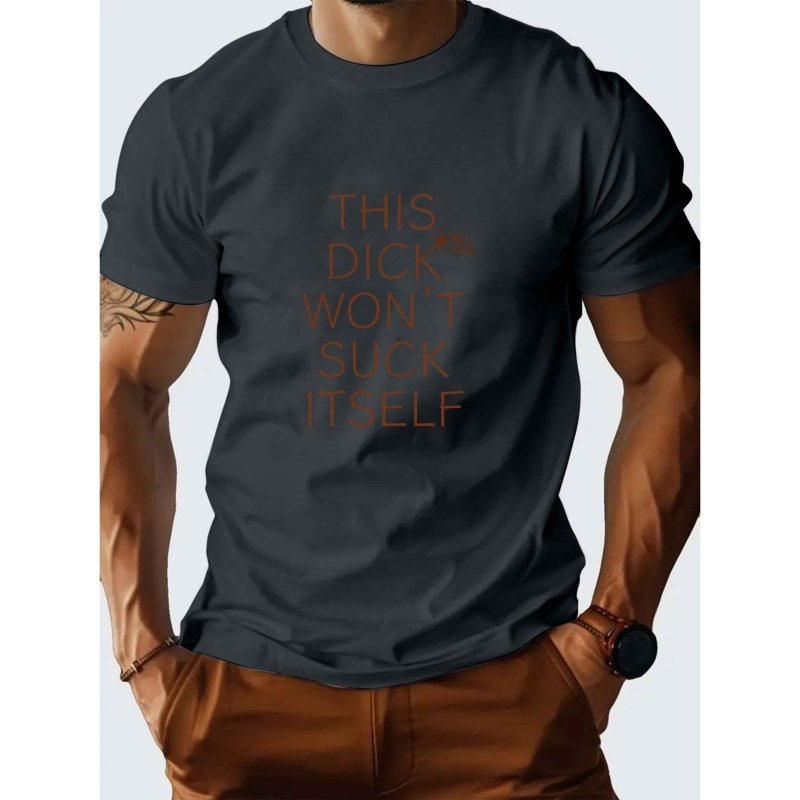 

Men's Casual Short-sleeve T-shirt With Unique 'this Won't Itself' Print - Breathable Polyester, Crew Neck, Summer