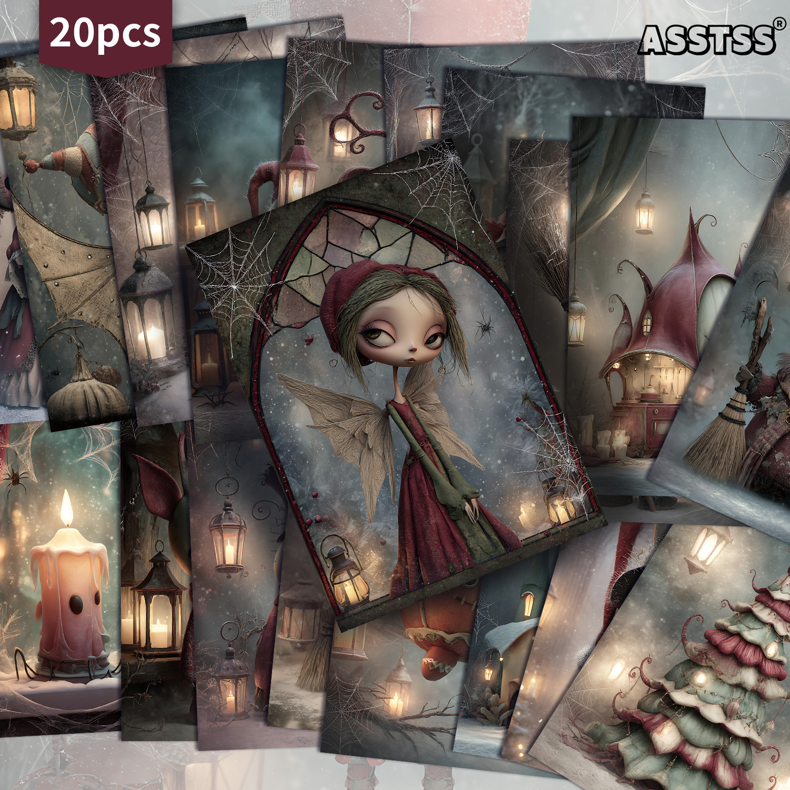 TEMU 20 Cartes Cadeaux de Noël Vintage Gothique - Feuilles de Papier Rétro 4x6 Pouces pour , Art , Cartes de Scrapbooking à Collectionner pour