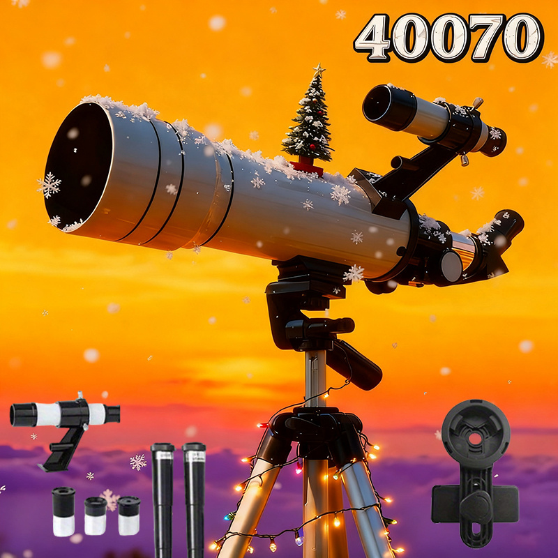 TEMU Nouveau télescope réfracteur d'espace à grossissement 350X, longueur 400, objectif large 70MM, de haute qualité avec trépied, observation des
