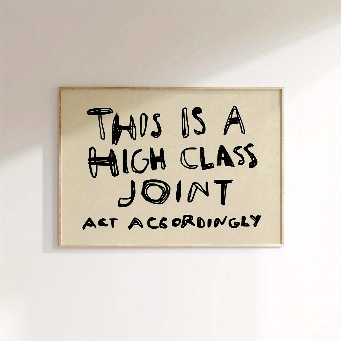TEMU 2d Flat, 2d Flat, 1pc Wall Decor, A Retro Poster, Art Print Featuring Minimalist Handwritten Text On Canvas, Perfect For Decorating Living Rooms