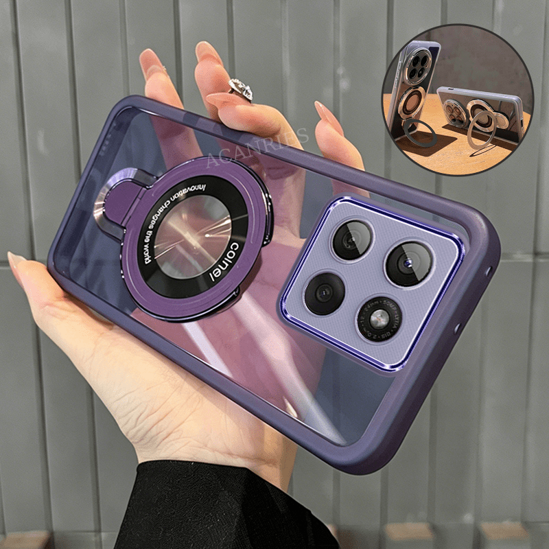 TEMU Phone Case - Acanries Case For Motorola For Moto G15/ G15 Power/ G56/ G67/ G75/ G77/ G86 With Magnetic Fold Holder Luxury Girl Man Transparent