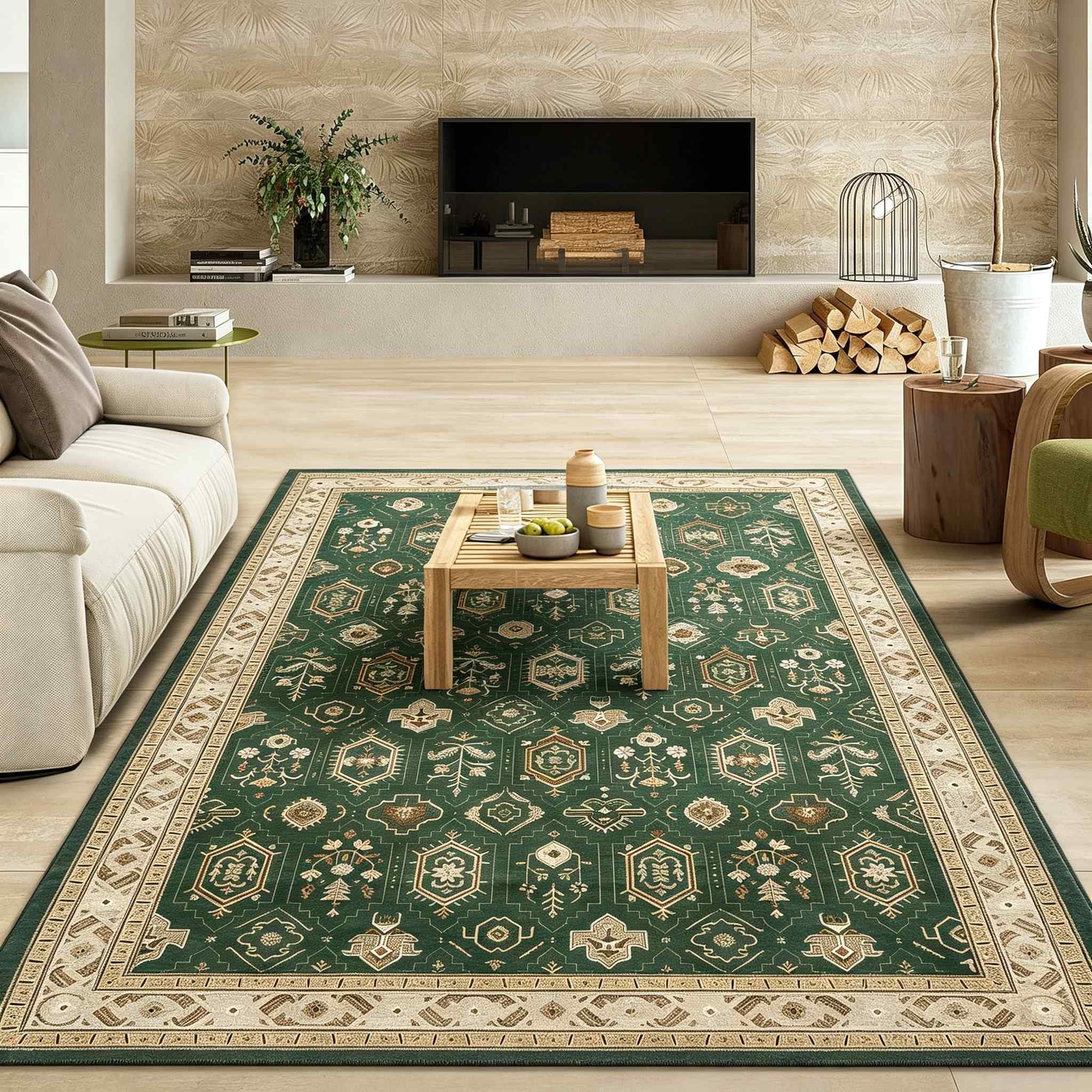 850g velvet non slip backing washable rug 1pc light luxury vintage bohemian style area mat suitable for large living room bedroom dining room kitchen study gaming room carpet home decoration indoor rug store commercial mat