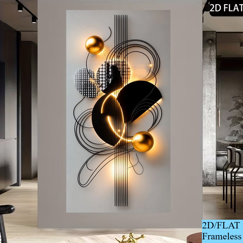 TEMU Peinture décorative atmosphérique 2D plate, 2D plate, 2D/plate, cadre de type A cadre 2D/plate, taille 39X78 pouces ou 100X200 cm, style d'art