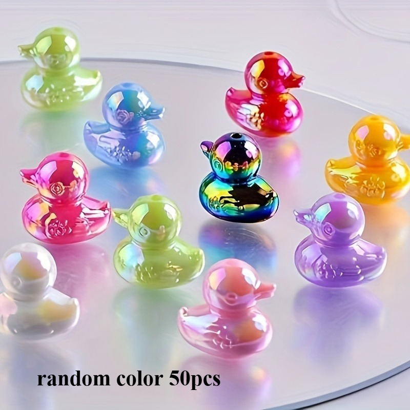 TEMU 50pcs Cartoon Colored Duck Bead Beads, Suitable For Diy Bead Pens And Keychains, Jewelry Accessories, Decorative Items (random Colors).