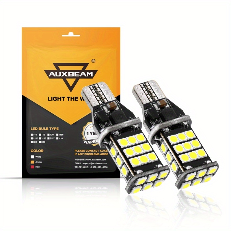 TEMU Auxbeam 921/912/t15/w16w Plug-in Led Tail Light & Brake Bulbs - 6500k Cool White, Canbus , 300% Smd 3030 Chip, Car Light Compatible With 12v-24v (for Trucks, Motorcycles,) - Heavy-duty 50,000
