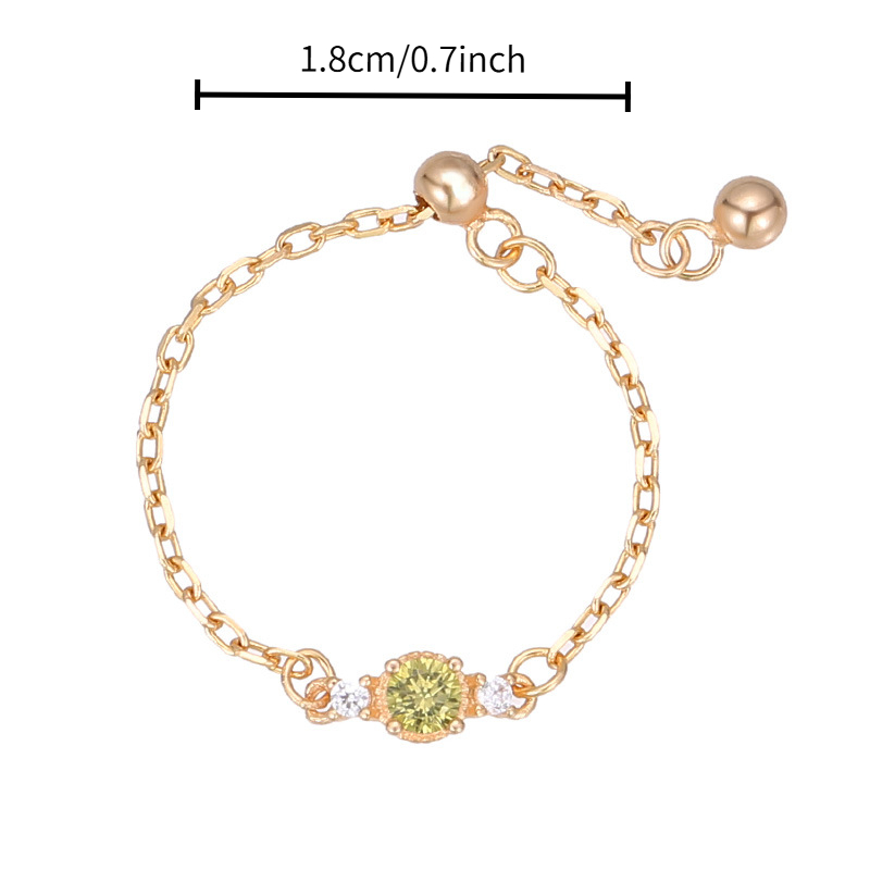 1pc Olive Synthetic Zirconia Chain Ring for Women, Fresh Niche Vintage Adjustable Index Finger Ring, Elegant Unique Ladies Ring, Perfect Gift for Daily Wear, Halloween, Christmas, Valentine's Day, Dating, Wedding, Music Festival, Banquet