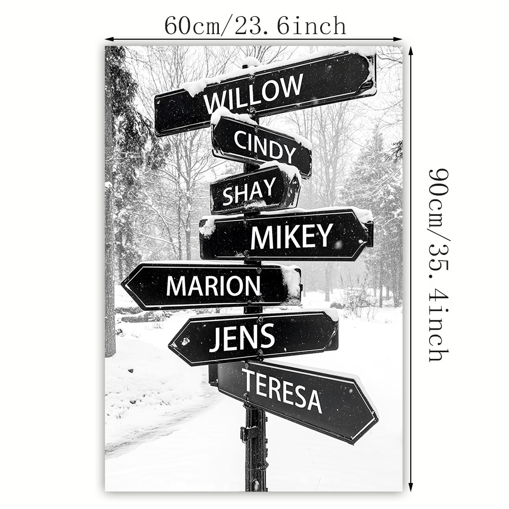 TEMU 2d Flat, 2d Flat, 1pc Revival Style Love Themed Canvas Wall Art With Names And Dates Custom Couple Passing Through Sign, Indoor Portrait