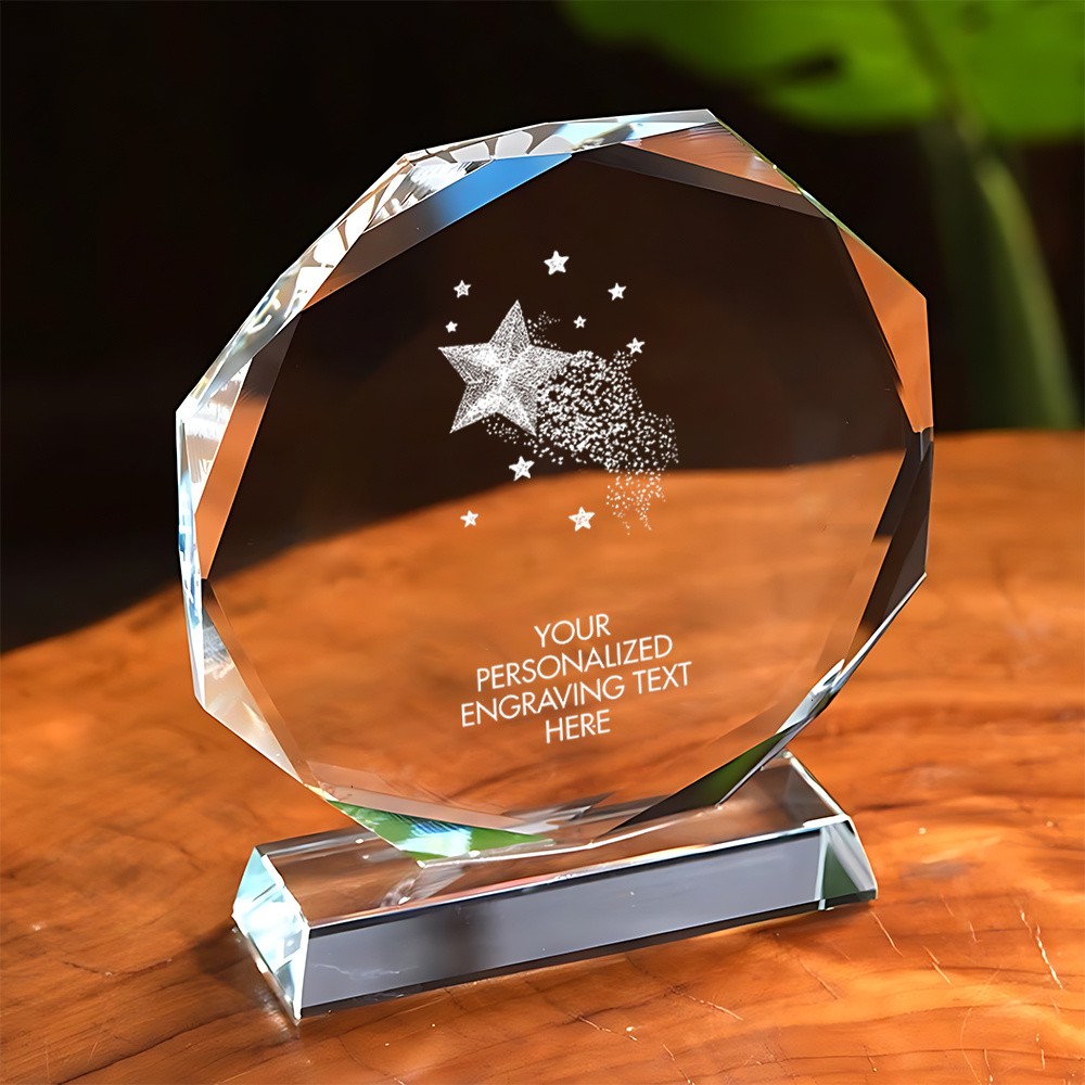 Personalized Crystal Award Trophy - Custom Engraved Name/Message, Elegant Octagonal base with, for Employees, Teachers, Retirement, Anniversaries -   Recognition Gift for Desk Decoration & Events, Custom Trophy, Retirement Keepsake,  , Polished  , Anniversary Present,   Keepsake, Premium Engraving, Recognition Award