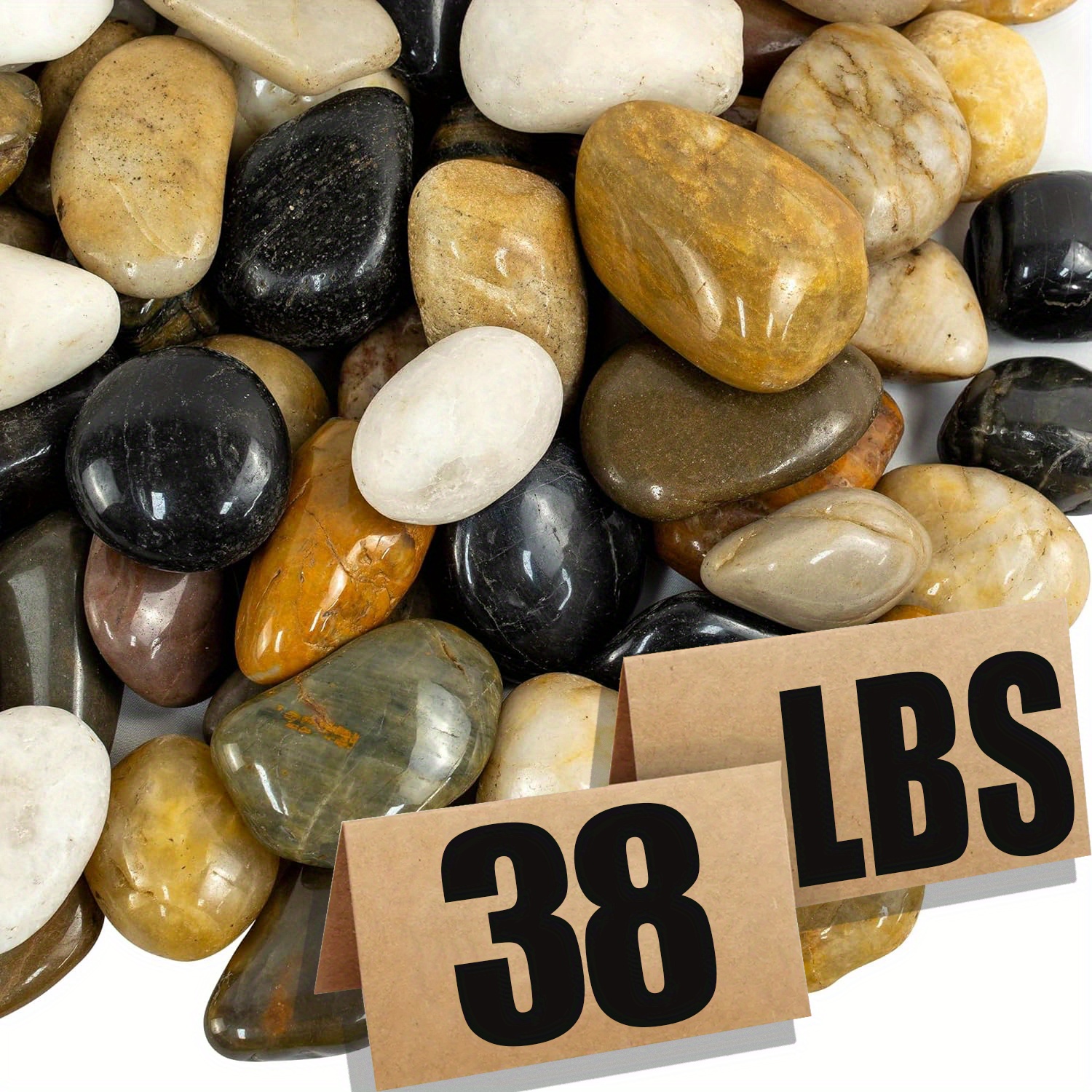 PureCove Decorative River Rocks 0.5-1inch ¨C 10 Lbs
