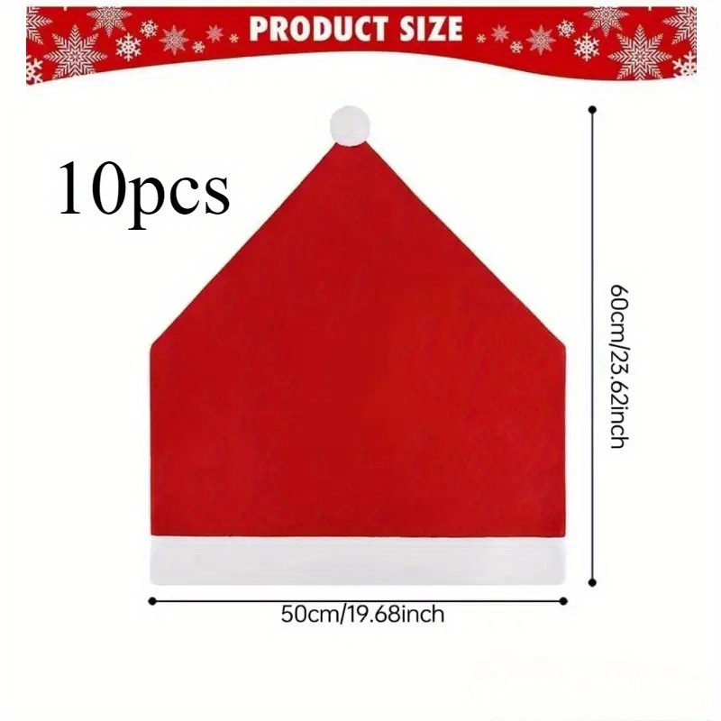 Image of 6/10pcs Christmas Red Non-woven Fabric Chair Covers Christmas Table Decoration Christmas Hat Santa Claus Party Decoration Hat Protective Cover