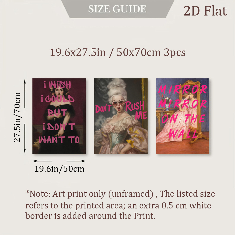 TEMU 3pcs Unframed Vintage Art Wall Decor | Quirky Decorations, Baroque Style Art Prints, Retro Humor Wall Art, , Retro Posters, Home Decor, Holiday