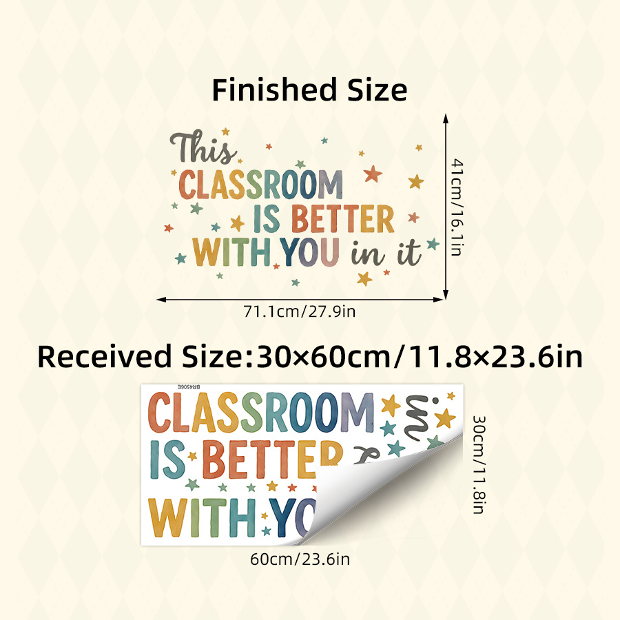 1 Sheet Colorful Classroom Wall Stickers With "this Classroom Is Better " Quote And Stars, Removable Motivational Decals For Classroom Bedroom Living Room Decor, Colorful Educational Wall Art