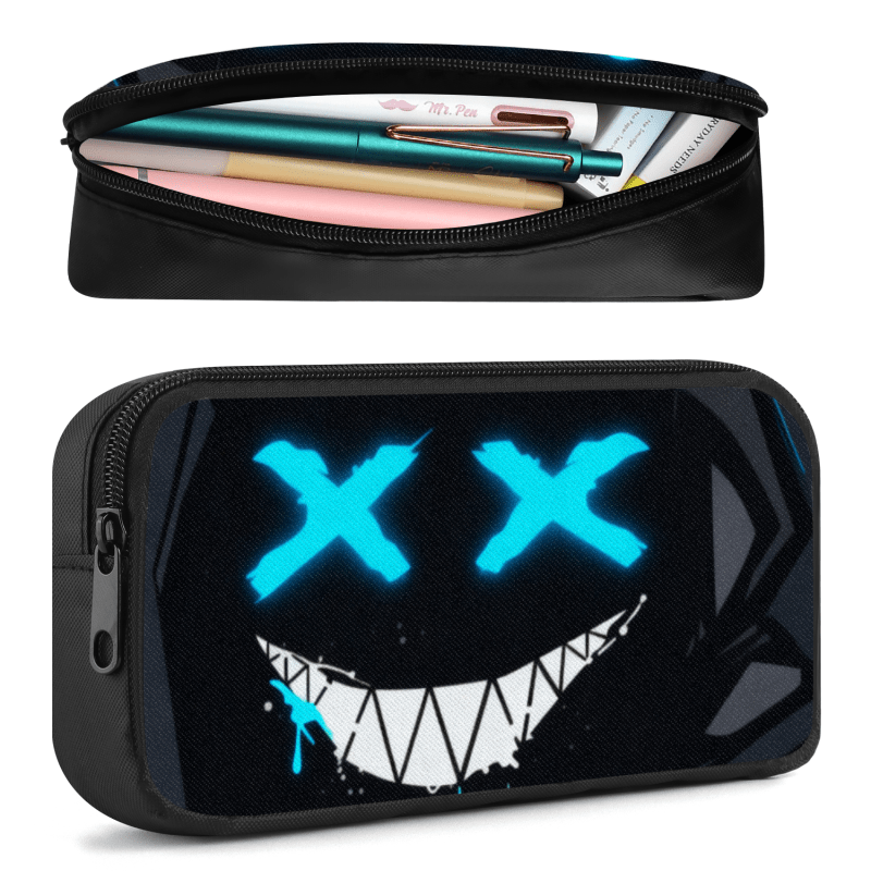 TEMU Large-capacity Neon Face Pencil Case Suitable For, Office & Travel - Dark Stationery Organizer With Neon Print, For,, - Holds Pens, Markers,