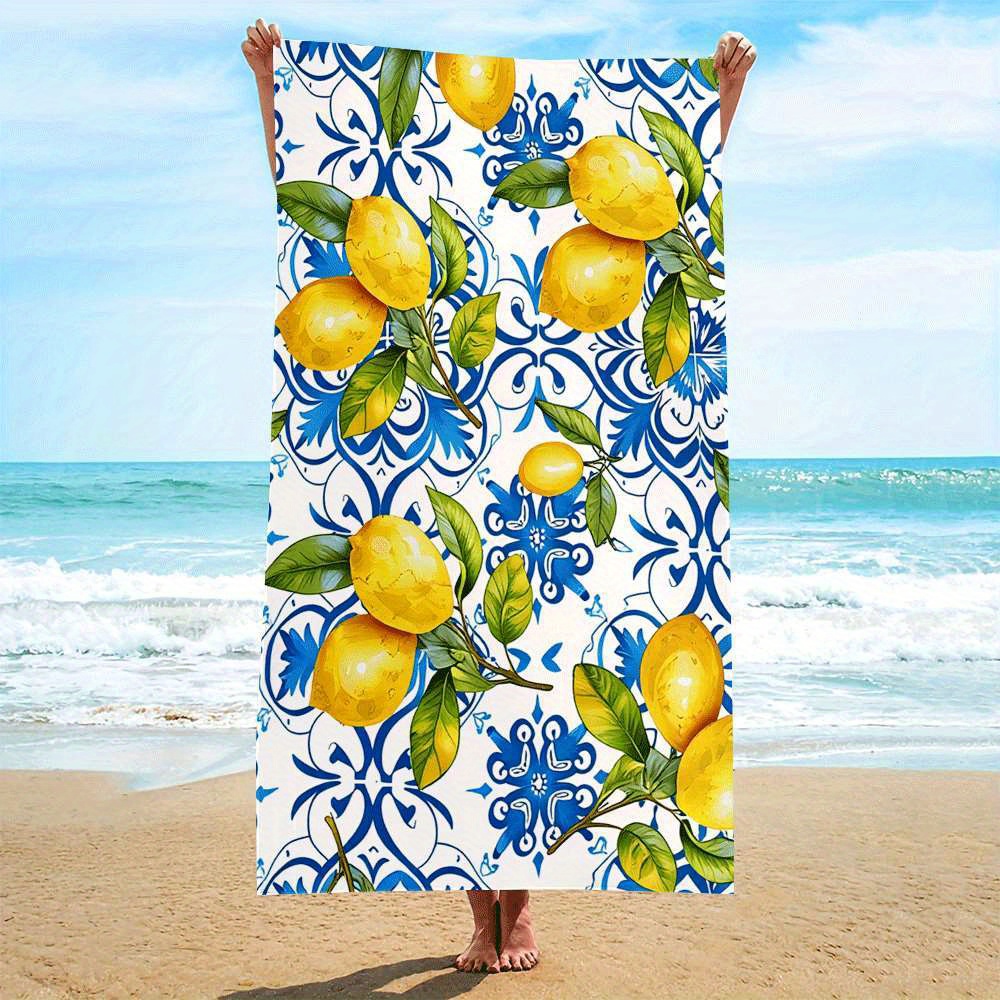 TEMU 1pc, Microfiber, Blue And White Pattern With Towel, Quick-dry Microfiber, Strong Wrap Design, Suitable For Beach And Pool Use