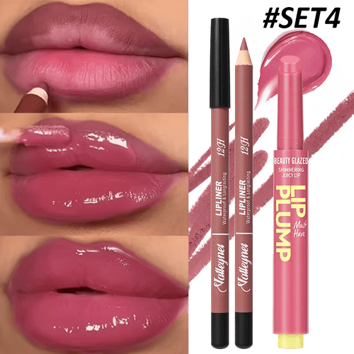 2pcs nude lip liner plumping lip gloss set waterproof long lasting 12h lip liner pencil shiny juicy lip plumper high moisturizing lip combo kit for fuller lips non sticky glossy brown nude shade