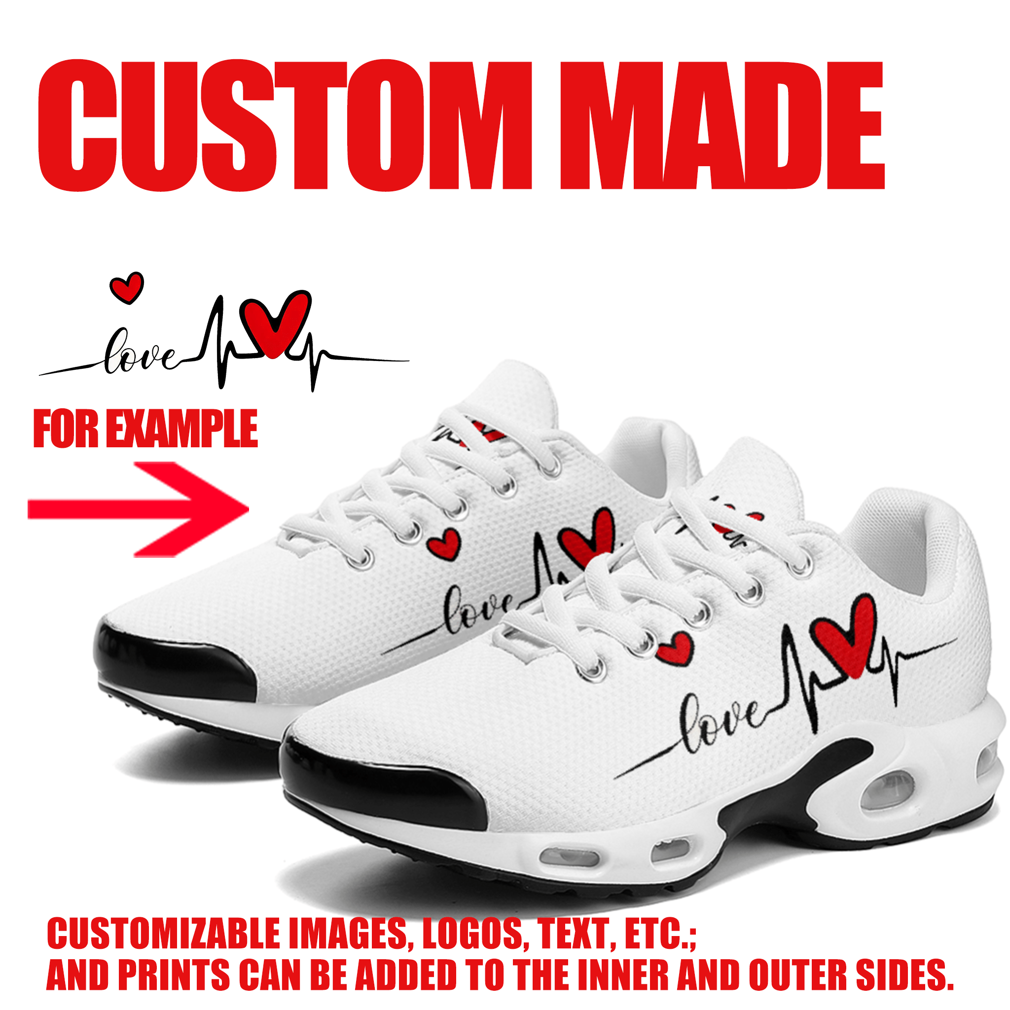 TEMU Men's Plus Size Custom Sneakers, Personalized Design Athletic Casual Shoes, Outdoor Running Shoes, Suitable For Daily , Parties, , Indoor Tennis