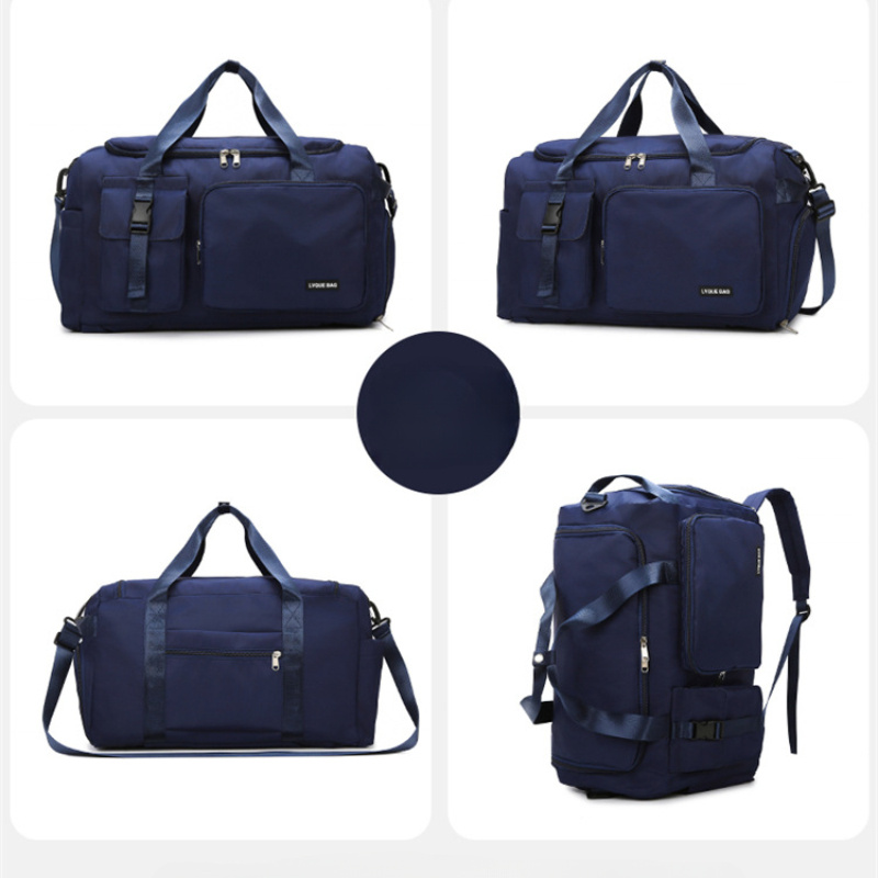 Bolsa de gimnasio de gran capacidad, mochila de viaje y bolso de mano con múltiples compartimentos, cierre con cremallera resistente, convertible en mochila o bolso de hombro para mujeres y hombres, compartimento principal amplio y bolsillo delantero, ideal para gimnasio, yoga, viajes de fin de semana y regalos, disponible en negro, portador de accesorios de yoga, compartimentos con cremallera