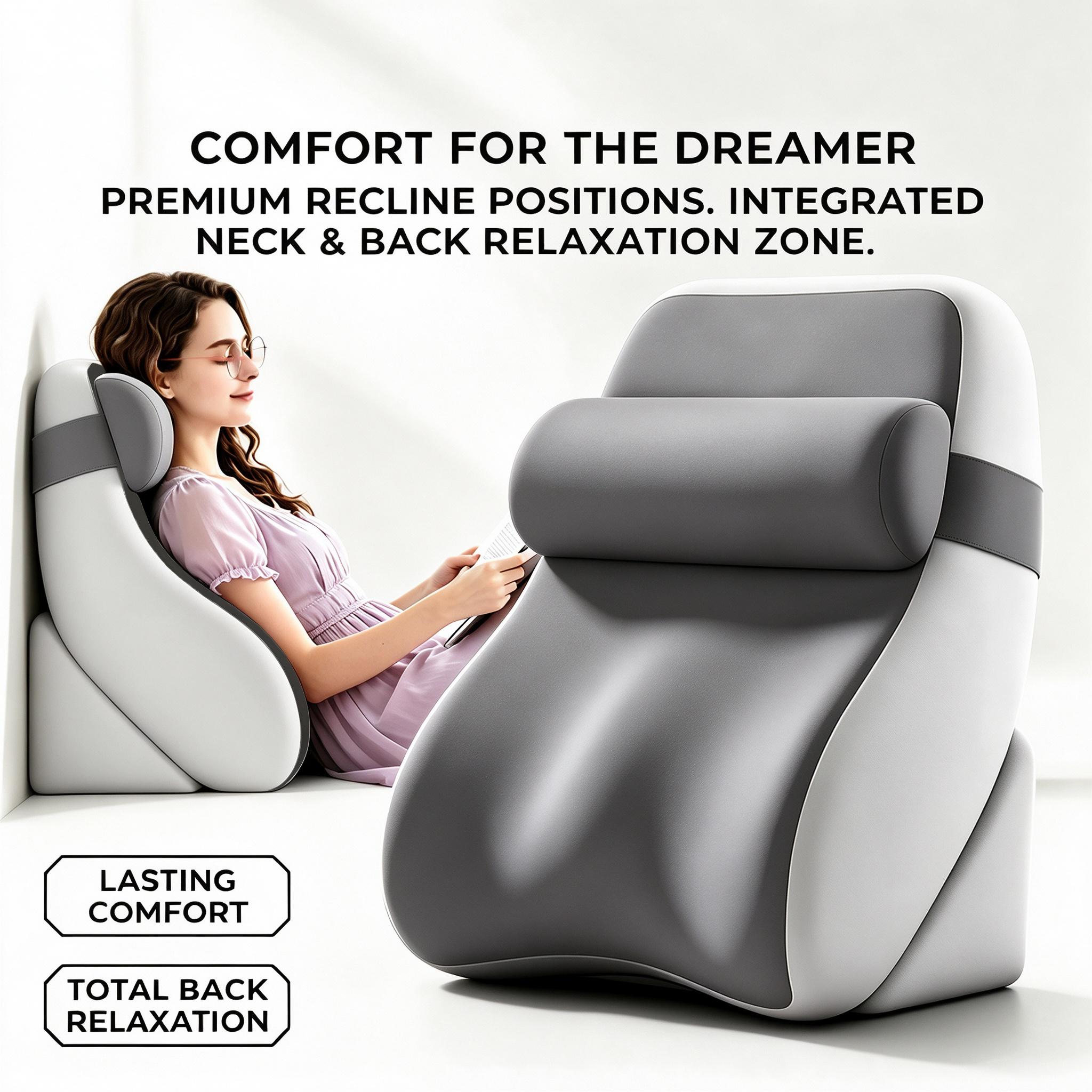 TEMU Cuscino ergonomico di supporto per la schiena da letto posizioni regolabili a cuneo per la , dotato di un cuscino di seduta in memory foam che