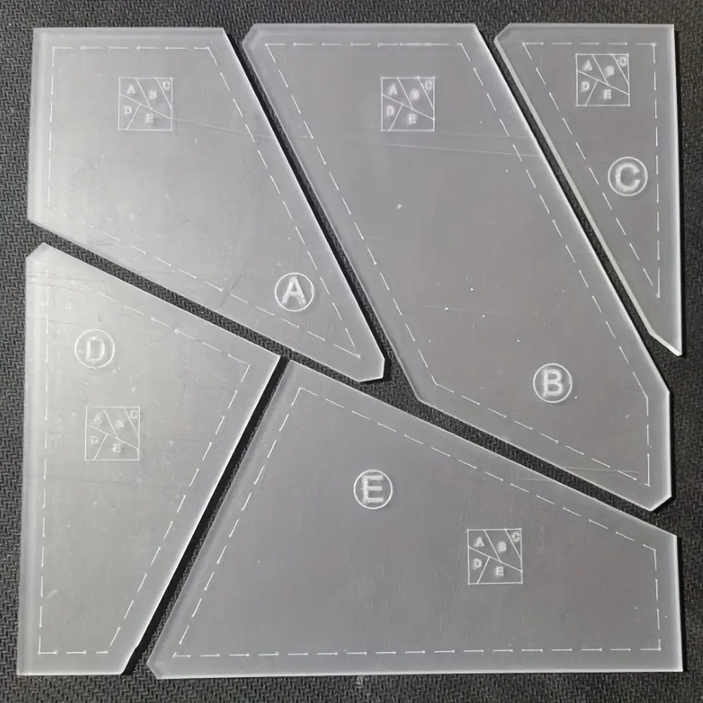 TEMU 5pcs Acrylic Quilt Ruler And Template Set With Cutting Guides, Diagonal & Grid For Fabric Cutting, Quilting, Crafting - For Sewing Machines &