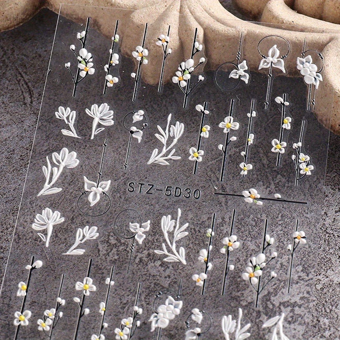 White Hibiscus Flower Nail Stickers