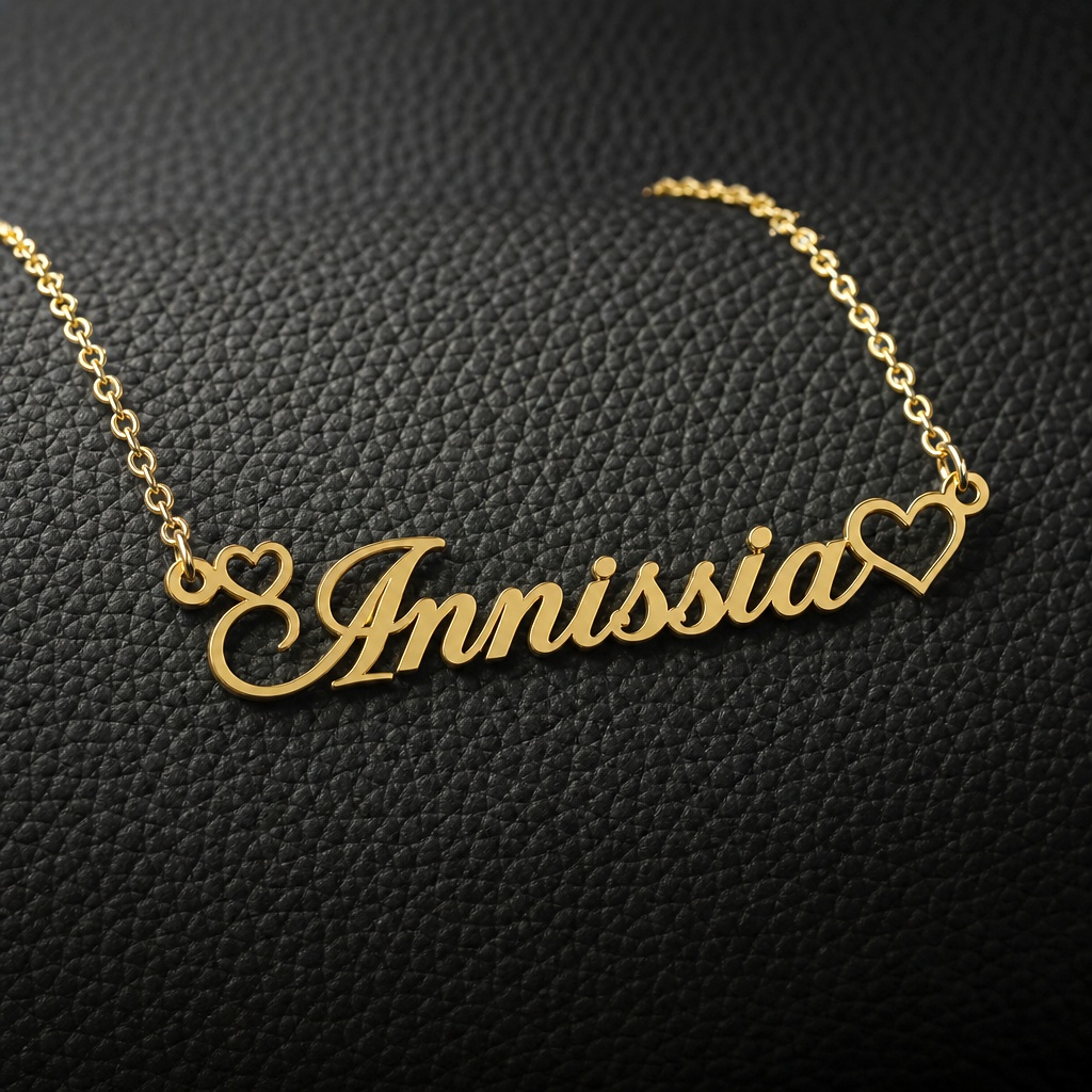Women's Golden Plated Name Heart Necklace