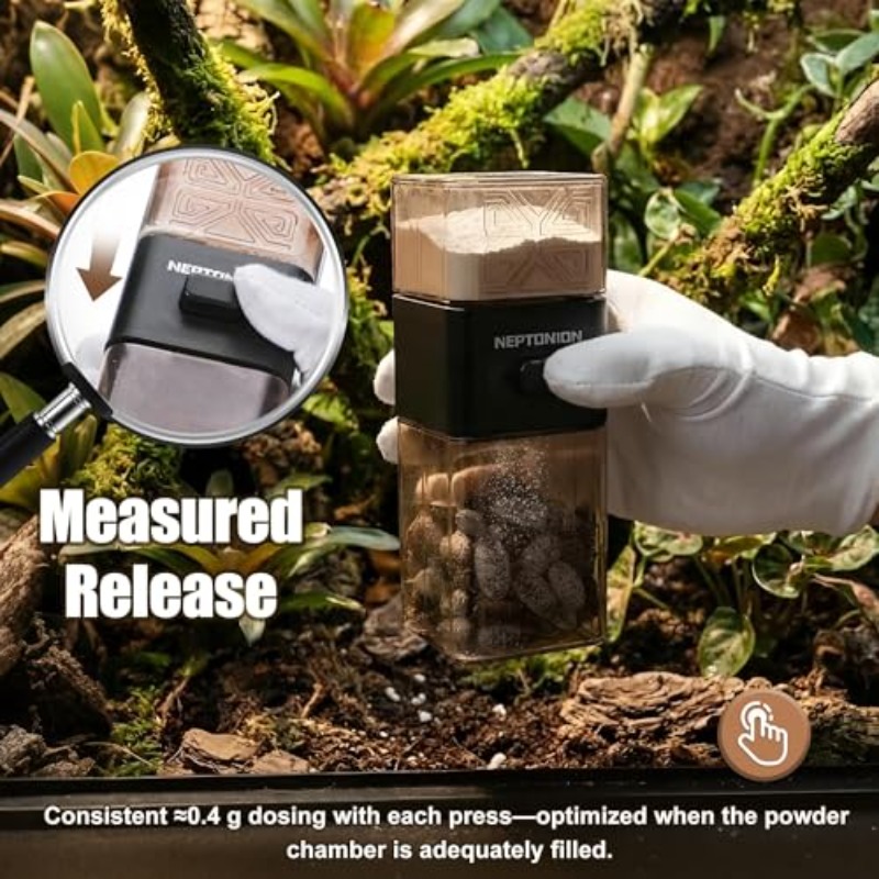 Reptile Cricket Calcium Powder Mixer One-Press Release Shaker Lazy-Friendly Dispenser Prevents Skipped Feeding Suitable for Reptile Like Chameleon Gecko Lizard