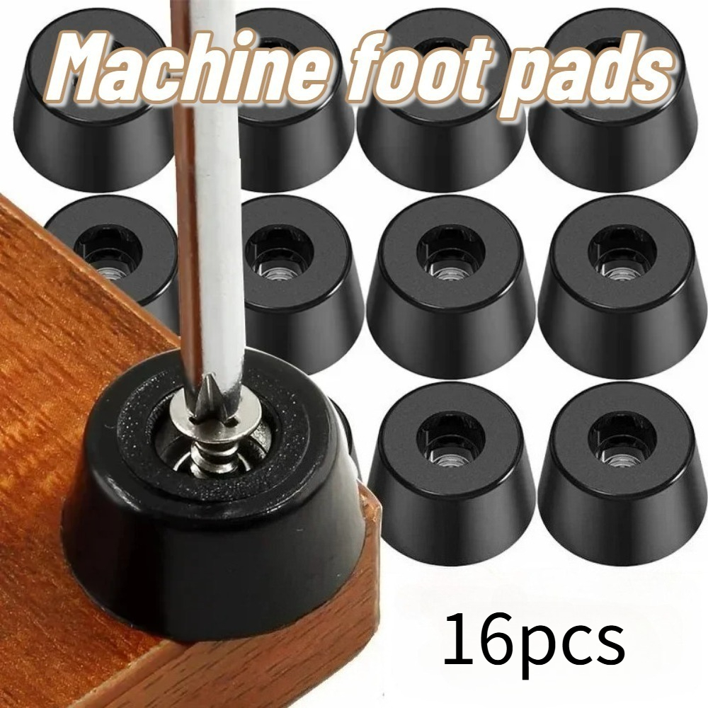 TEMU 16 piezas de almohadillas de goma negras multiusos para patas de muebles, 1.8*1.4*1cm, tapas para patas de mesa y silla, accesorios