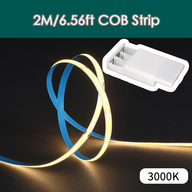 3aa Battery Powered Cob Led Light Strip 8mm High Density Linear Lighting With Adhesive Flexible Ribbon Diode Tape Cabinet Lighting For Bedroom Cabinet Tv Backlight