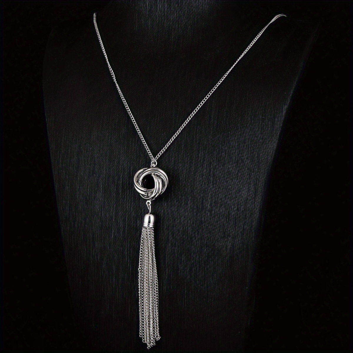 TEMU 1pc Trendy Retro Long Necklace - Individual Chain Tassel Sweater Chain Suitable For Autumn Winter, Fashionable For Daily Wear And Casual