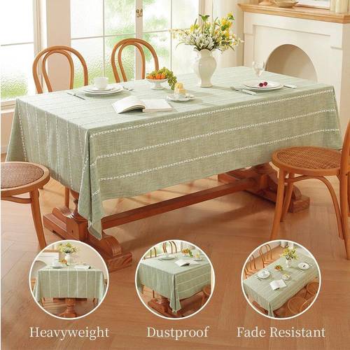 tablecloth 1pc ultra long sage green tablecloth extra large rectangular table cover elegant sage green striped design wrinkle free fabric easy clean tablecloth for dining weddings parties daily use
